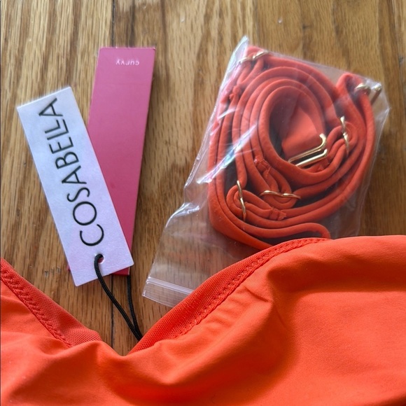 Cosabella M curvy orange one piece removable straps NWT Swimsuit hygienic Liner - Picture 2 of 7